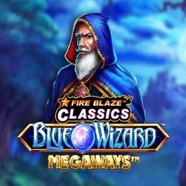 Official Slots logo: Fire Blaze Blue Wizard Megaways by Rarestone Gaming at Luckygem Casino